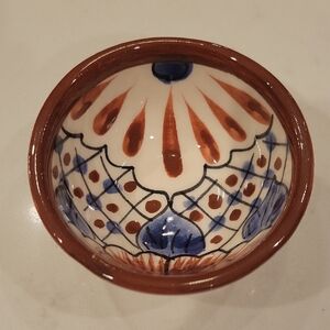 Talavera Rust Red And Blue Small Pinch Bowl